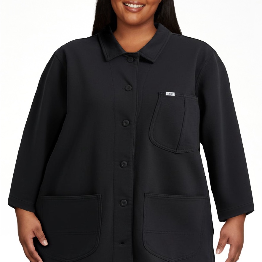 Lee Women Chore Duster Jacket Black Size 1x Utility Workwear Casual Nwt